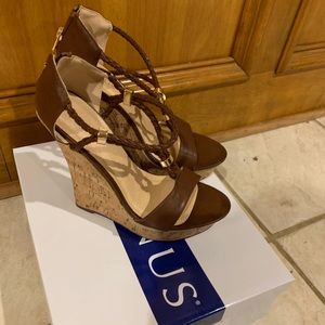 Venus Brown Braided Detail Wedges